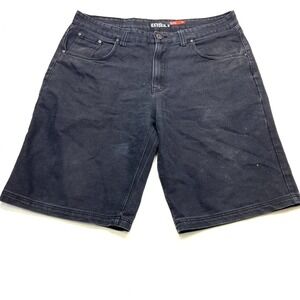 Kayden K Loose Fit Bermuda Shorts Mens 38 Black Denim Cotton Stretch Mid Rise